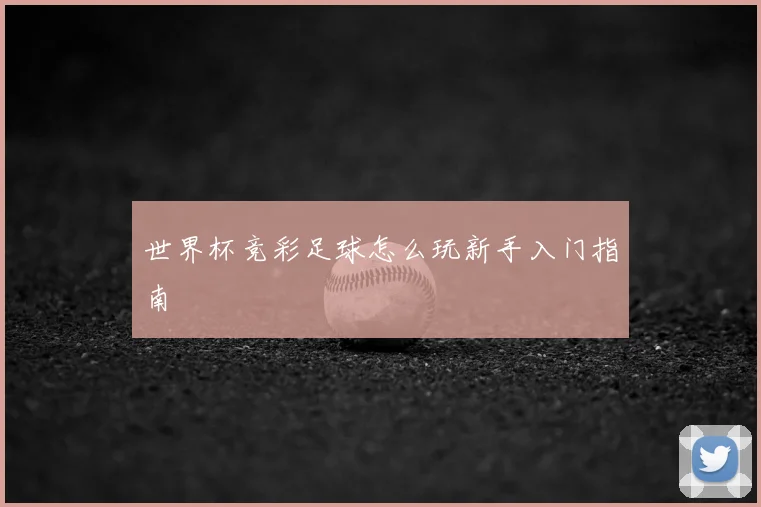 世界杯竞彩足球怎么玩新手入门指南